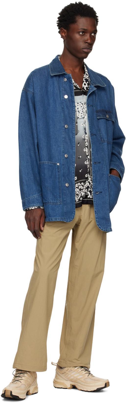 NOMA T.D. Blue Button Up Denim Coat In Indigo