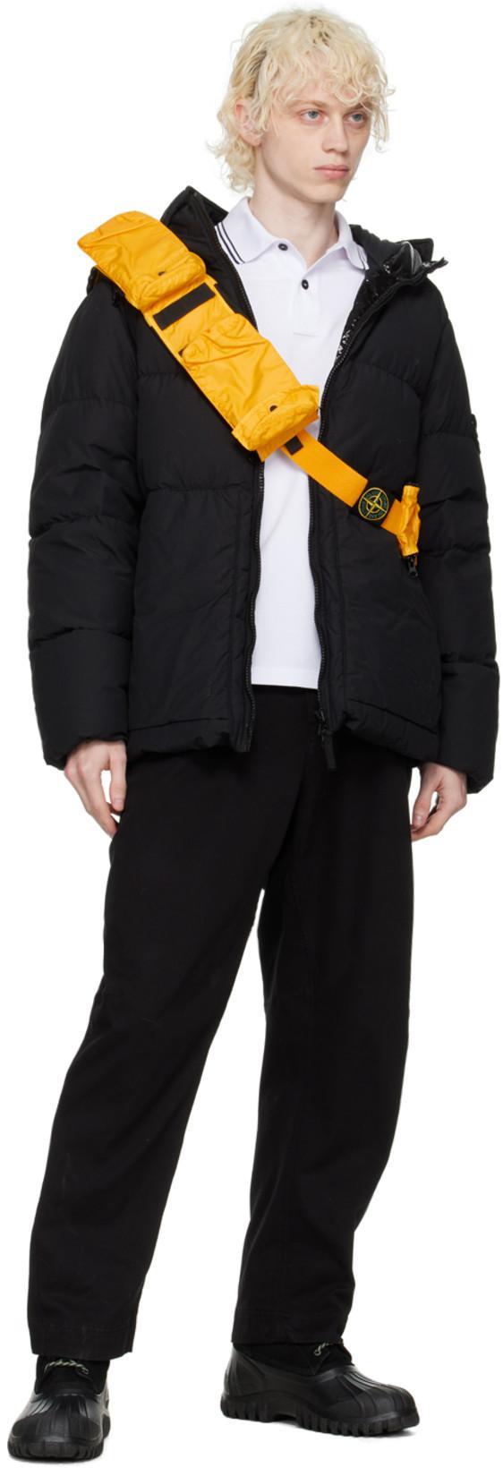 STONE ISLAND Contrasting Trim Logo Patch Cotton Blend Polo Shirt In White