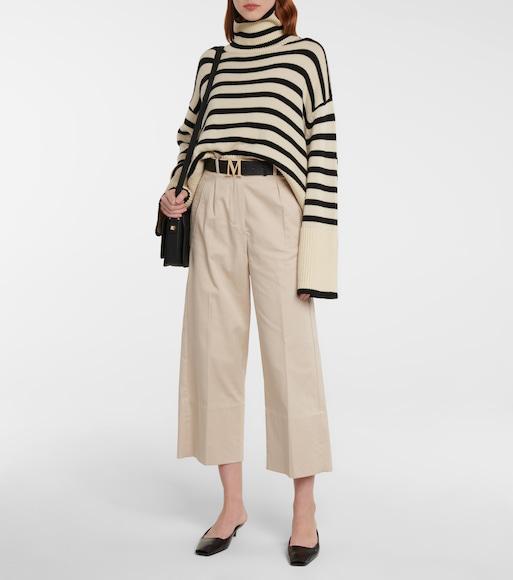 TOTÊME Toteme Striped Wool Cotton Turtleneck In Neutral
