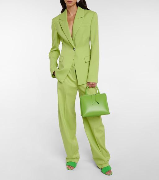 ATTICO Jagger Wool Gabardine Tapered Pants In Green