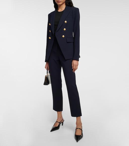 VERONICA BEARD Miller Dickey Double-breasted Grain De Poudre Blazer In Navy