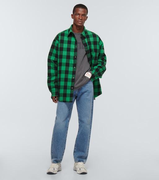 GOLDEN GOOSE Green Crewneck T-shirt With Logo On The Front And Logo Patch On The Front In Dustyolive