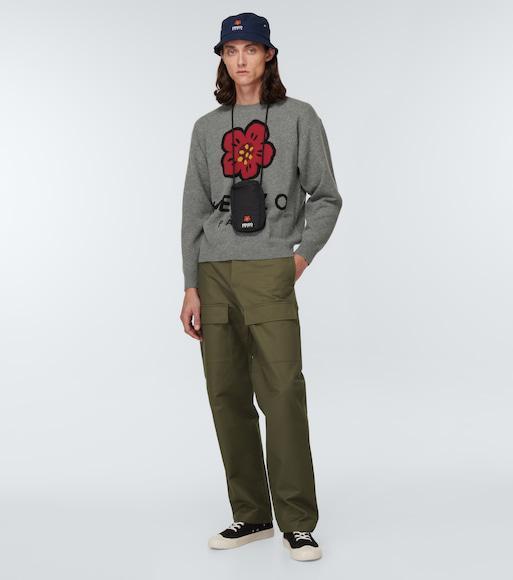 KENZO Boke Embroidery Cotton Canvas Bucket Hat In Blue