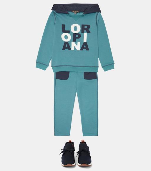 LORO PIANA Knit Lace-up Runner Sneakers In Blue Navy