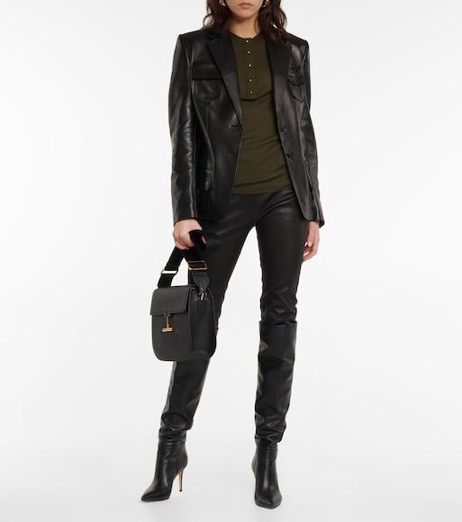 TOM FORD Stretch Lustrous Velour Signature Leggings In Black