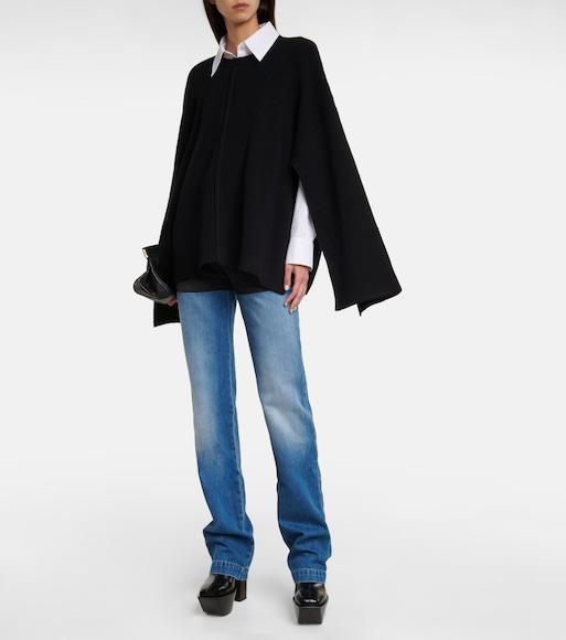 PETER DO Two Tone High Rise Straight Leg Jeans Blue Black