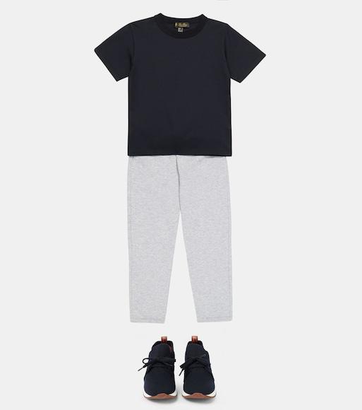 LORO PIANA Knit Lace-up Runner Sneakers In Blue Navy