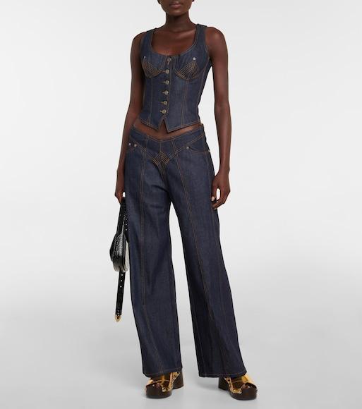 JEAN PAUL GAULTIER Blue The Jean Corset Denim Top