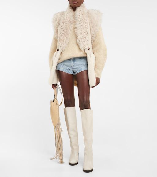 ISABEL MARANT Knee High Block Heel Leather Boots In Animal Print