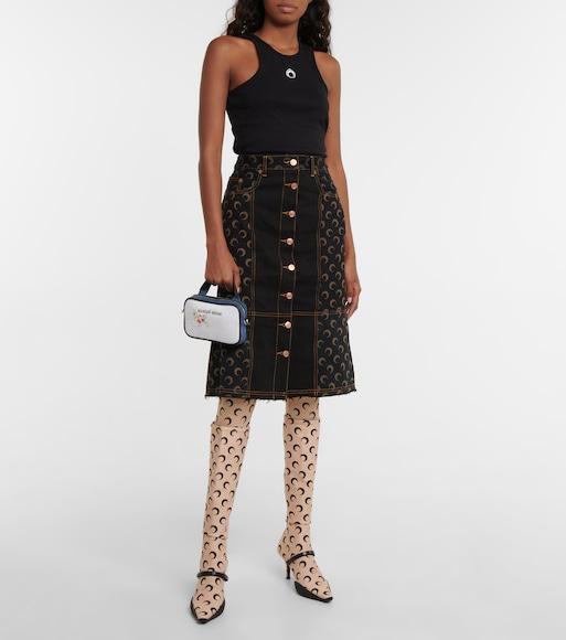 MARINE SERRE Recycled Moon Jersey Stirrup Leggings In Neutral