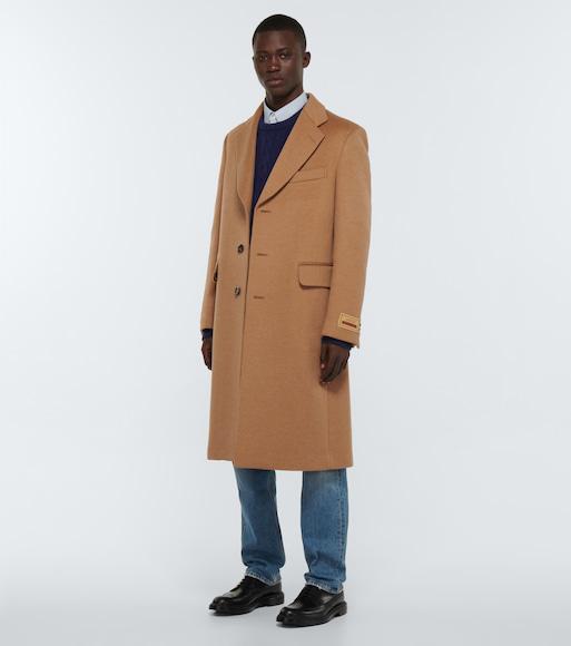 GUCCI Single-breasted Double-layer Wool Coat In Brown