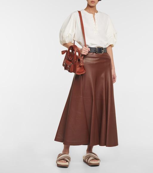 CHLOÉ Wavy Shearling Slides In Brown