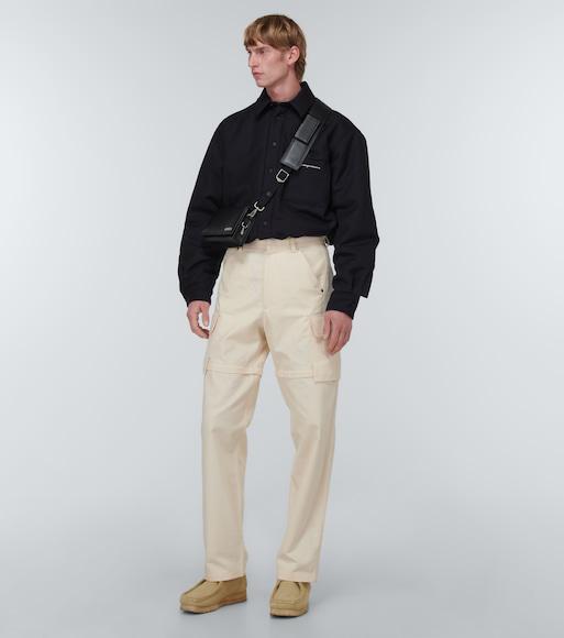JACQUEMUS Virgin Wool Long-sleeve Shirt With Embroidered Logo In Black