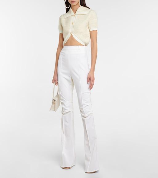JACQUEMUS Campana Cropped Button-front Wool Cardigan In Off White