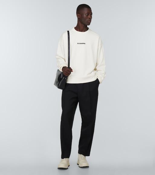 JIL SANDER Crew Neck Long Sleeve Boxy Fit Printed Logo Sweatshirt In White