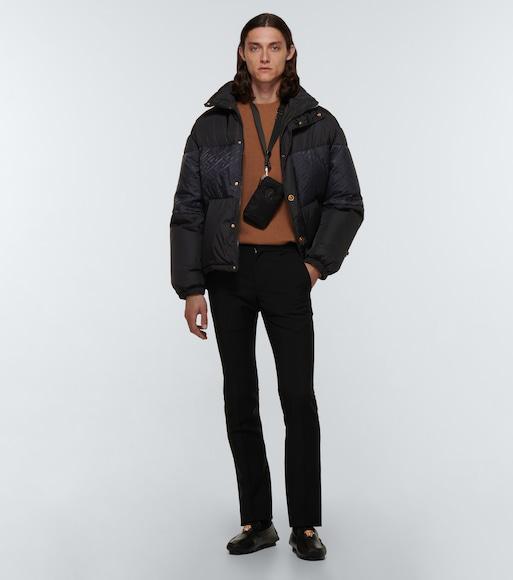 VERSACE Logo Plaque Leather Loafers In Black