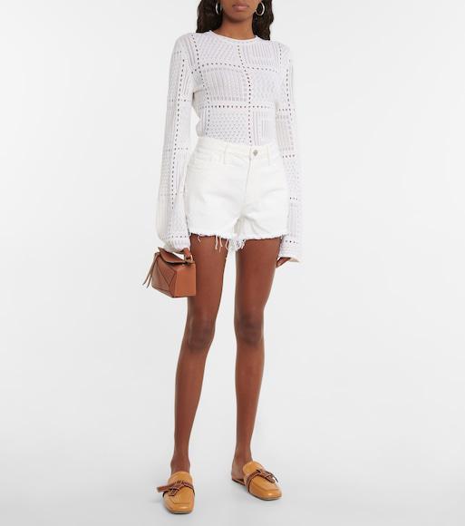 FRAME Le Super High Raw Fray Shorts Au Natural Clean In Off White