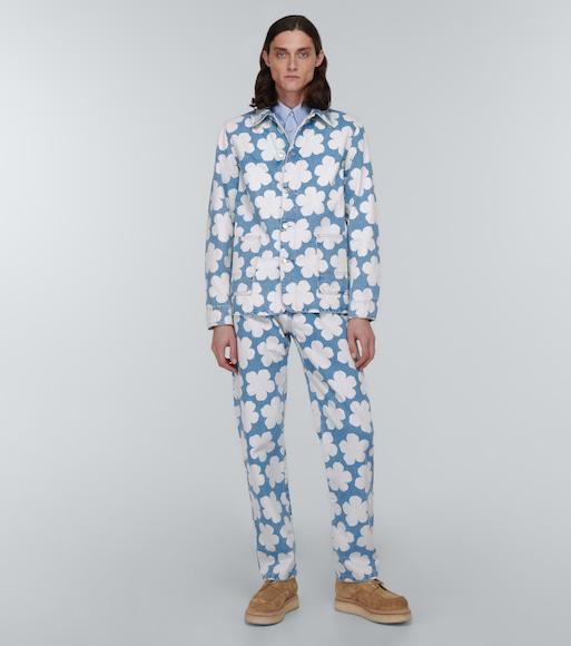 KENZO Men's Poppy Denim Workwear Jacket In Sky Blue