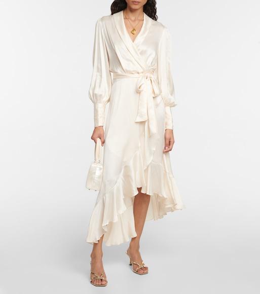 ZIMMERMANN Silk Wrap Midi Dress In Pink