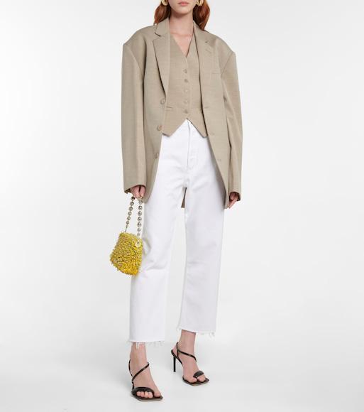 AGOLDE Riley Crop High Rise Stretch Jeans In Sour Cream In Multi