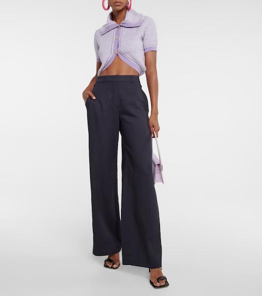 JACQUEMUS Campana Cropped Button-front Wool Cardigan In Light Purple