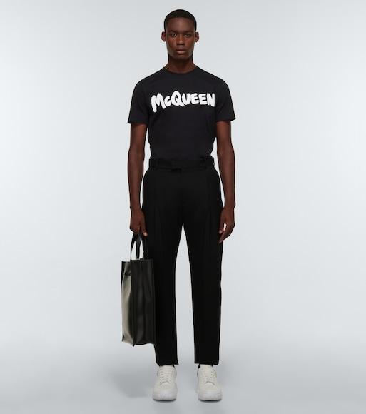 ALEXANDER MCQUEEN Black Cotton Logo Print T-shirt