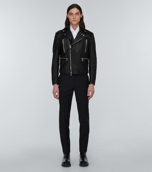 ALEXANDER MCQUEEN Mcqueen Textured Leather Jacket With Zip Closure In Black