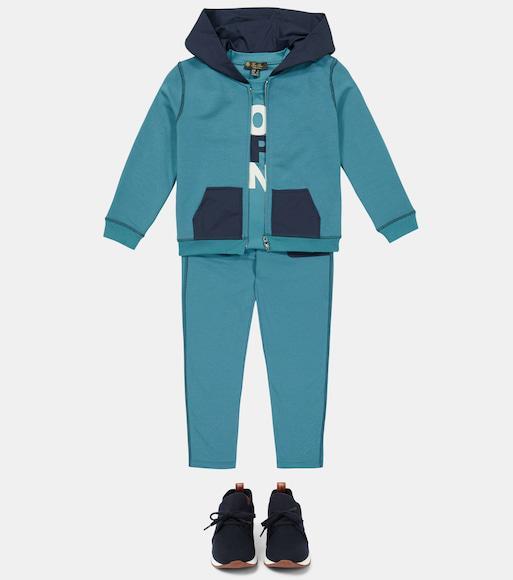 LORO PIANA Knit Lace-up Runner Sneakers In Blue Navy