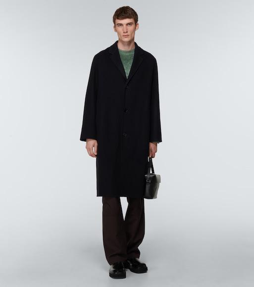 JIL SANDER Semi-lined Double-breasted Virgin Wool Coat In Black