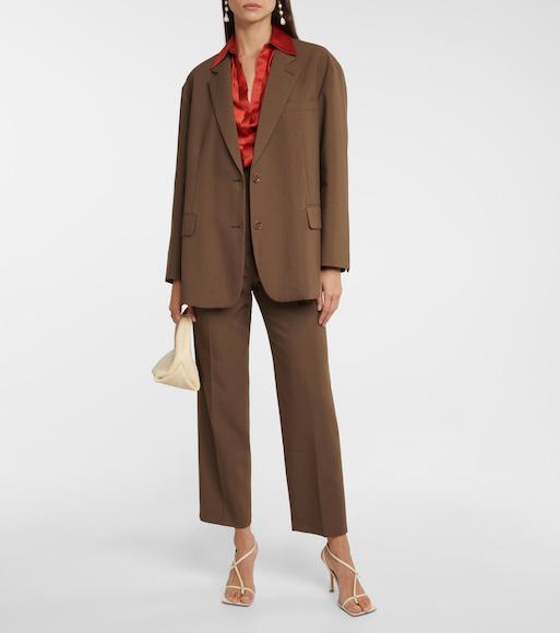 THE FRANKIE SHOP Bea Single-breasted Twill Blazer In Brown