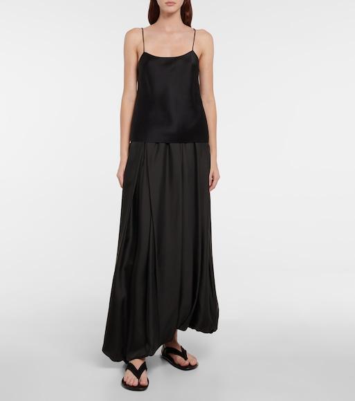 THE ROW Biggins Silk Top In Black