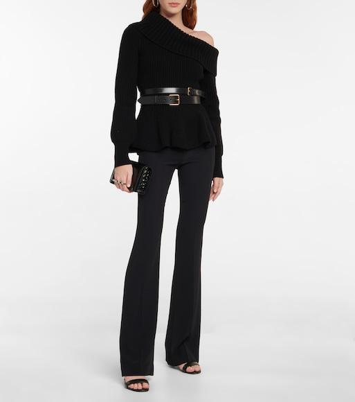 ALEXANDER MCQUEEN Tailored Wool Trousers Featuring Flared Hem In Black