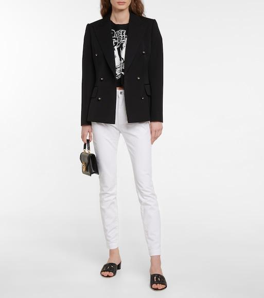 DOLCE & GABBANA Bianca 40 Dg Millennials Calf Leather Mules In Black