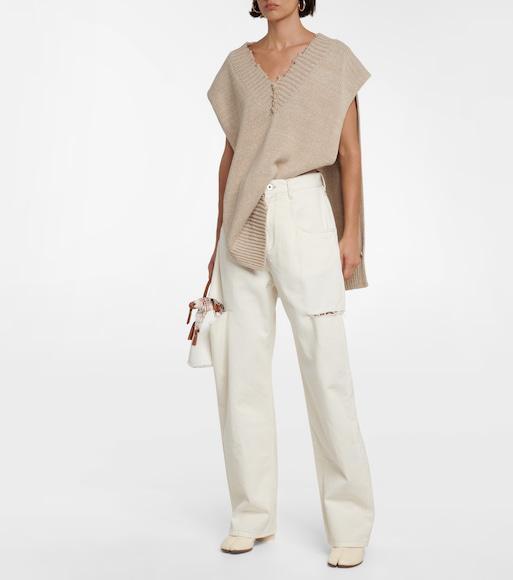 MAISON MARGIELA White High-rise Distressed Jeans