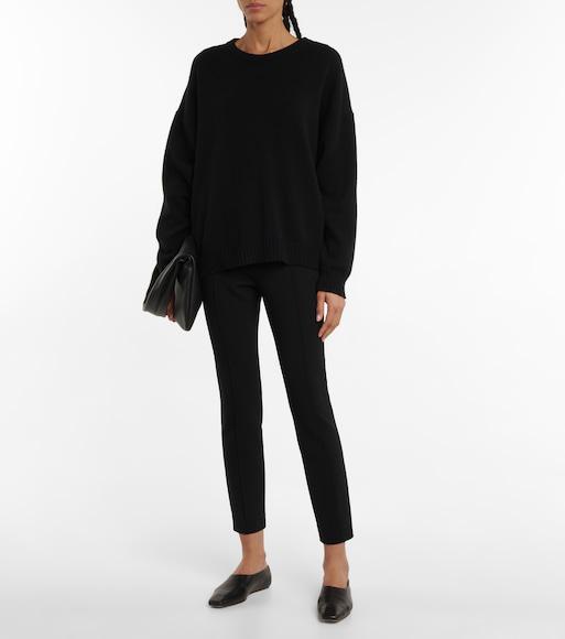 THE ROW Hover Wool Knit Crewneck Sweater In Black