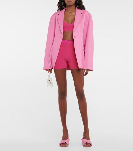 JACQUEMUS Le Short Pralu Logo Mini Shorts In Fuchsia