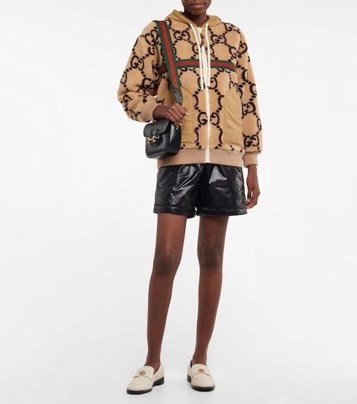 GUCCI 1955 Horsebit Mini Grained-leather Shoulder Bag In Black