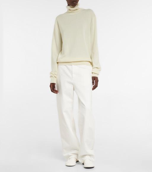 THE ROW Diye Silk-cotton Turtleneck Sweater In Porcelain