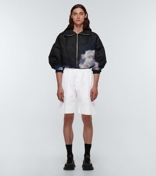 ALEXANDER MCQUEEN Long Sleeve Full Zip Storm Print Windbreaker In Blue