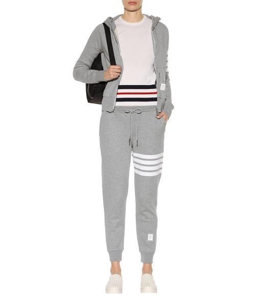 THOM BROWNE Light Grey Cotton 4bar Track Pants In Gray