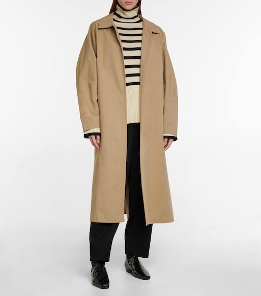 TOTÊME Toteme Striped Wool Cotton Turtleneck In Neutral