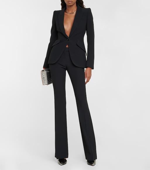 ALEXANDER MCQUEEN Tailored Wool Trousers Featuring Flared Hem In Black