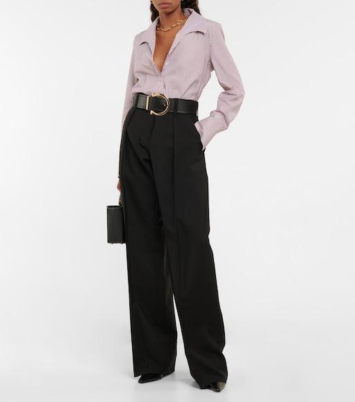 THE ROW Square Toe Smooth Calfskin Leather Pumps In Black