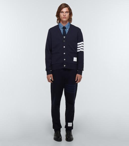THOM BROWNE Intarsia Stripes Cotton Sweatpants In Blue