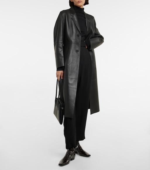 TOTÊME Single-breasted Leather Coat In Black