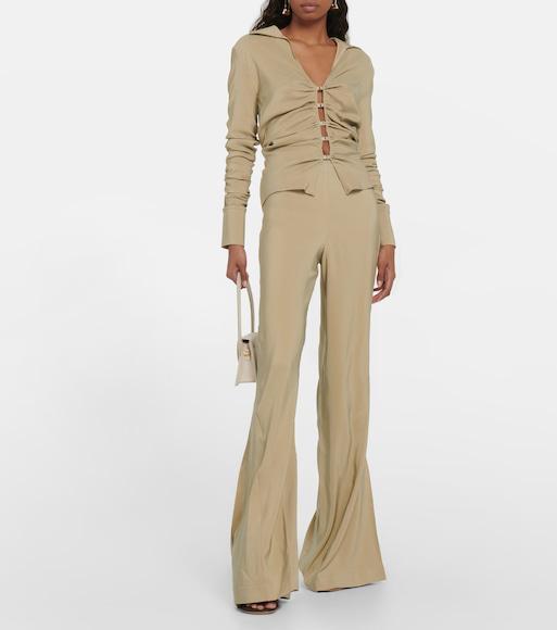 JACQUEMUS V-neck Long-sleeve Cardigan In Nude
