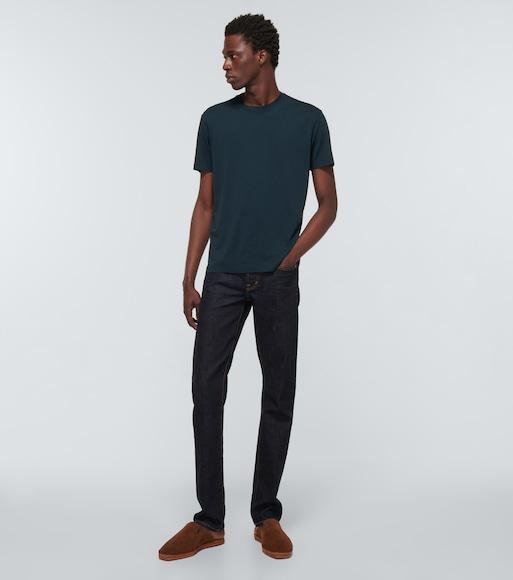TOM FORD Black Stretch Cotton V-neck T-shirt