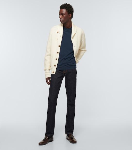 TOM FORD Black Stretch Cotton V-neck T-shirt