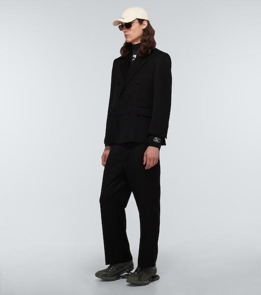BALENCIAGA Double-breasted Wool-blend Blazer In Black