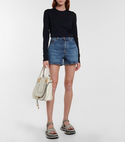 CHLOÉ Mid Wash Kadovar Denim Shorts In Mittelblauer Denim